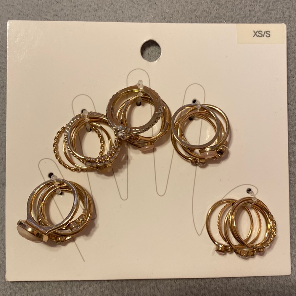 H&M XS/S 20 Gold Rings Set